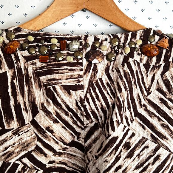 Chicos Beaded Dinner Jacket L 1 Brown Tan Resort Cruise Cocktail Holiday Glam - Picture 3 of 7